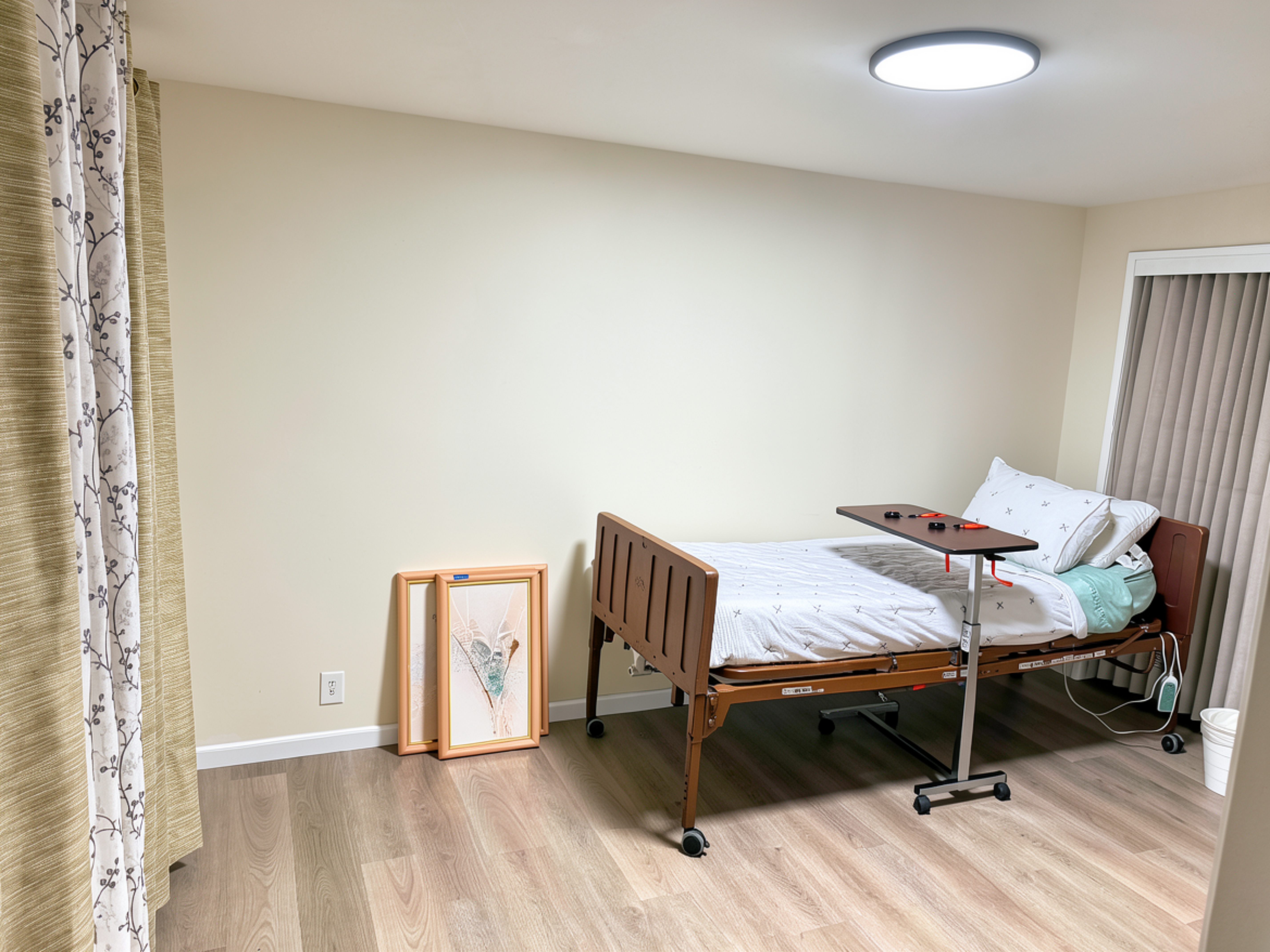 A bright, private resident suite with personal furnishings at MD Care