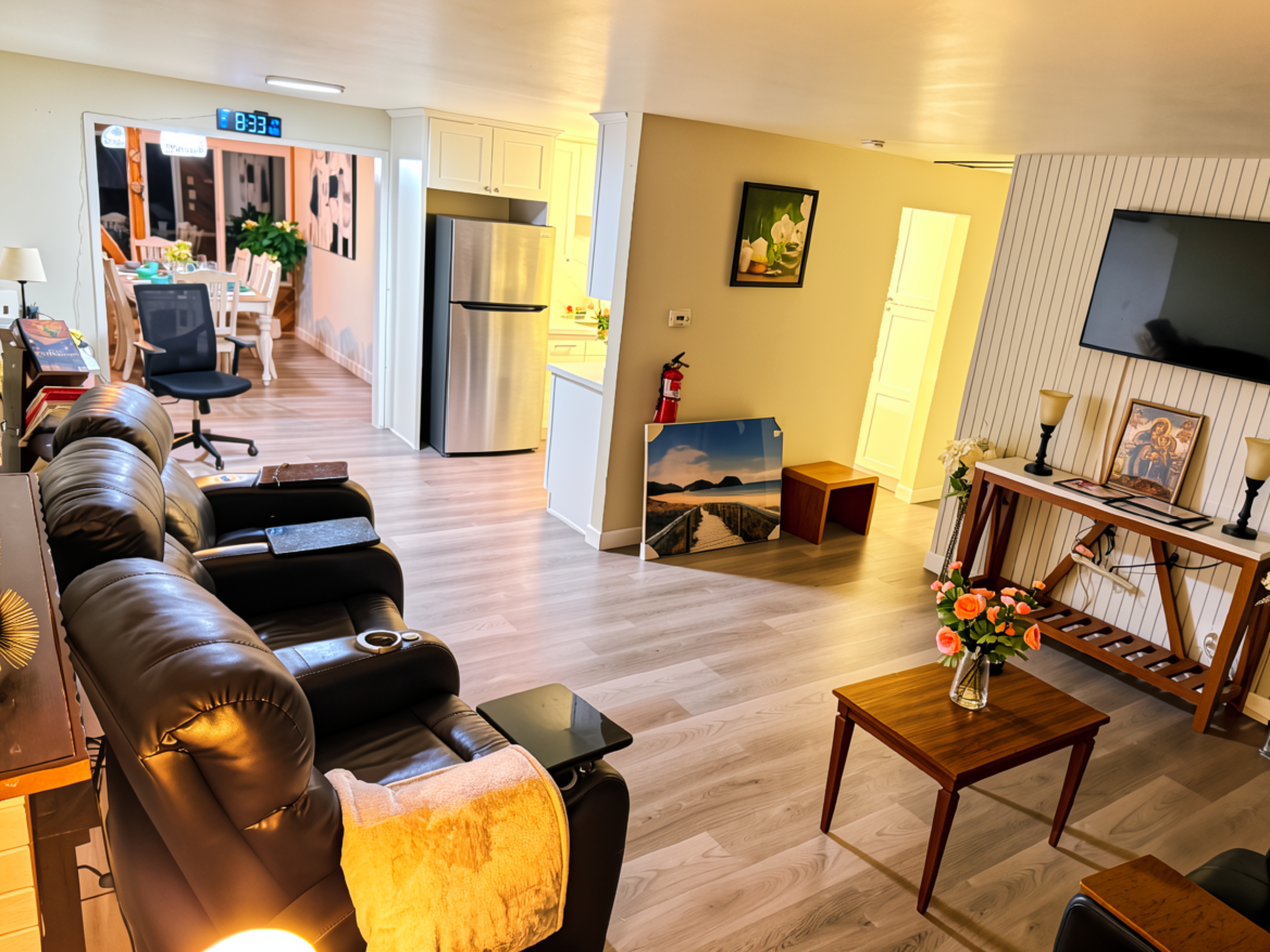 Bright, welcoming living room with hardwood floors at MD Care